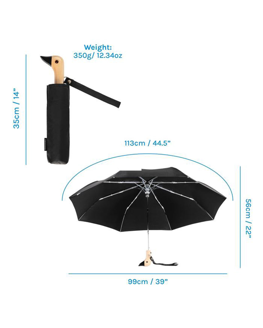 ORIGINAL DUCKHEAD Compact Umbrella in Black available at Lahn.shop