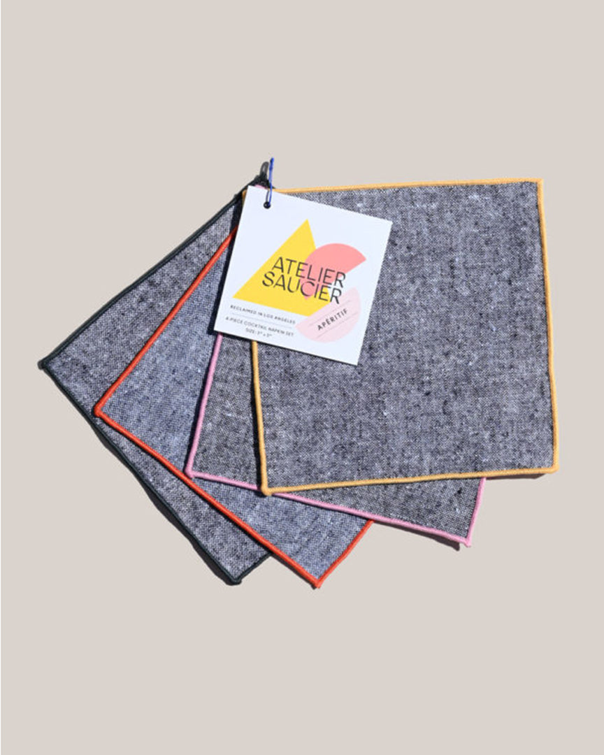ATELIER SAUCIER Rainbow Chambray Cocktail Napkins available at Lahn.shop